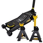 RocwooD Trolley Jack 3 Ton Tonne Low Profile Hydraulic & Axle Stand Set 3 Ton Floor Lifting Lift Car Van Garage Repair Tool Portable Workshop Equipment