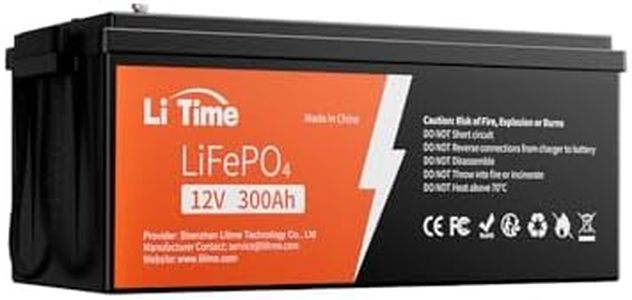 LiTime 12V 300Ah Lithium LiFePO4 Battery, Built-in 200A BMS, Max 2560W Power Output, Easy Installation, 4000+ Deep Cycles, FCC&UL Certificates, 10-Year Lifetime, Perfect for Off-Grid, RV, Solar.