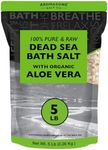 Aromasong 5 lbs Raw Dead Sea Salt with Organic Aloe Vera, not Cleaned, Still Contains All Dead sea Minerals Including Dead sea Mud, Fine Medium Grain Large resealable Bulk Pack (Packaging May Vary)