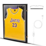 Nice C Jersey Frame Display Case with Lights, Jersey Shadow Box Display Case, Football Jersey Display Case LED, 98% UV Protection, Valet Pinboard, Acrylic, Basketball (LED 1 Pack)