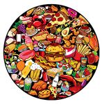 Shadzi Jigsaw Puzzles 1000 Pieces for Adults and Kids, Variety of Delicious Foods Scene Creative Round Jigsaw Puzzles, Unique Challenge Games (26.57 inch)