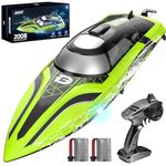 DEERC RC Boat with LED Light, 30+ Mins, Self Righting Remote Control Boat for Pools & Lakes, 20+ MPH, 2.4GHz Racing Boats, 2 Battery, Summer Pool Toys for Kids