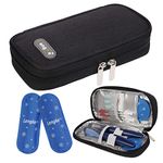 BOMKEE Insulin Cooler Travel Case for Diabetic, Insulin Cooling Case Travel Insulin Pen Case Cooler Insulin Bag Carrying Organizer for Diabetic Supplies with 2 Ice Pack