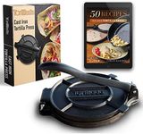 Tortillada – Tortilla Press, Quesadilla / Roti Maker (10 Inch) - Pre-Seasoned Cast Iron with Recipes E-Book