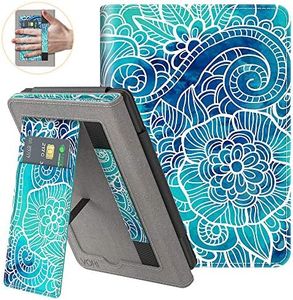 VORI Stand Case for 6" Kindle Paperwhite (Fits 10th Generation 2018 / All Paperwhite Generations Prior to 2018) PU Leather Case Smart Cover with Auto-Wake/Sleep and Hand Strap, Abstract Floral