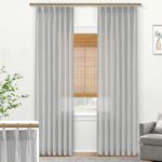 SHINELAND Office Curtains for Windows at Home,Pinch Pleated Semi Sheer Modern Cool Industrial Lush Curtains for Living Room Man Cave Decor,108 Inches Long,Light Grey