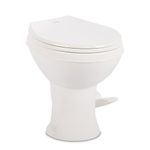 Dometic Model 400 Essential RV Toilet – Round Lightweight Plastic Bowl, Universal Fit & 2-Bolt Mount, 18" Chair Height Residential Style, Gravity Flush Toilet with Soft-Close Seat, White (9610008275)
