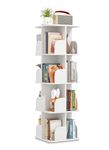 yeshine Rotating Bookshelf, 4-Tier Corner Bookcase, 360° Revolving Bookcase, Square Revolving Book Shelf, White, 40 x 40 x 128.5 cm