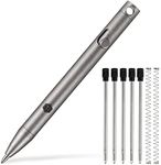 KeyUnity KP00 Titanium Alloy Bolt Action Pen with Bonus Refills, Retractable Pocket Ball-point Pen for Everyday Use Signature, Fine Point, Black Ink (Stonewashed)