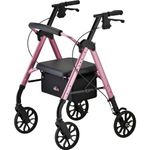 NOVA Star 8 Rollator Walker with Perfect Fit Size System, Lightweight & Foldable, Easy to Lift & Carry, Great for Travel, Color Pink