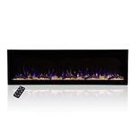 Modern Ember Aerus 60 Inch Smart Linear Electric Fireplace - Recessed in-Wall and Wall-Mount, Multiple Flame Colors, Works with Alexa and Google Assistant