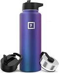 Iron Flask Sports Water Bottle - 40 Oz, 3 Lids (Straw Lid), Leak Proof, Vacuum Insulated Stainless Steel, Double Walled, Thermo Mug, Metal Canteen - Aurora
