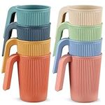 Widousy 8 Pcs Unbreakable Drinking Cups, 350ML Reusable Plastic Cups with Handle, Durable Hot Drink Cups Tumblers Set for Kitchen, Parties, Picnics, Travels (Multi Colors)