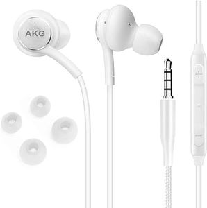 OEM UrbanX 2019 - Stereo Headphone for Samsung Galaxy S10 S10e Plus (Braided Cable, Designed by AKG, with Microphone and Volume Buttons) (White)