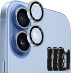 Orzero (3 Sets) Camera Lens Protector Compatible for iPhone 17 6.3"/16 6.1”/16 Plus 6.7“, Protector de Cámera One-Step Installation Tray Individual Metal Ring Glass Cover Case Friendly - Light Blue