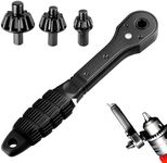 2 in 1 Drill Chuck Ratchet Spanner, Universal Double Head Chuck Key Replacement Tool for Drill, Compatible with Most Electric Drills and Power Tools (3 in 1)