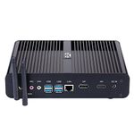 Partaker Fanless Mini PC, Desktop Computer, Intel Core i7 10510U 10th Gen Quad Cores CPU, No Ram No Storage, 4K Display, HDMI, DP, Aluminum alloy Case