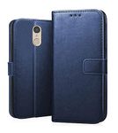 ComboArt Flip Case & Cover for Lenovo K6 Power | Leather Finish | Inbuilt Stand & Pockets | Wallet Flip Case Back Cover (Blue)