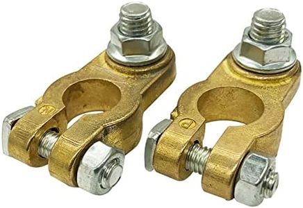 Ampper Brass Battery Terminal Connectors, Top Post Battery Terminals Clamp Set for Marine Car Boat RV Vehicles (1 Pair)