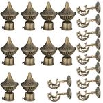 Arena Aluminium Curtain Rod End Cap and Curtain Holder Antique Curtain Brackets Set of 10 with Curtain Finials | Metal Curtain Pipe Holder for Curtain Artistic Curtain Holder Pack of 10 Antique Brass