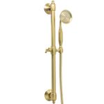 Drettyer Brass Shower Slide Bar Kit with Handheld Shower Adjustable Wall-mounted Retro Shower Head Holder with 63 inch Hose for Bathroom,Brushed Gold