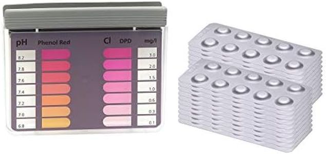 Wassertester für Chlor und pH Wert mit 200 Reagenztabletten je 100 x Chlor DPD1 und 100 x pH Phenol Red
