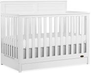 Dream On Me JPMA & Greenguard Gold Certified Reign 5 in 1 Convertible Crib with Under Drawer in White, Made of Sustainable Pinewood, Non-Toxic Water-Based Paint Finish