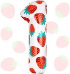 Lunmon 40 Inch Strawberry Balloons Strawberry Number 1 Balloons Sweet Fruit Balloons Berry Birthday Party Supplies for Girls Sweet Strawberry Birthday Party Decorations