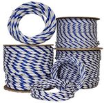 3 Strand White and Blue Polypropylene Pool Swim Lane Rope - 1/2" 600 Foot Spool