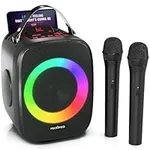 Karaoke Machine for Kids and Adults with 2 Wireless Bluetooth Microphones, Portable 3D Sound Speaker with Colorful LED Lights, Supports TF Card/USB, AUX in, FM, TWS for Home Party, MASINGO Cantando C2