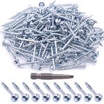 Glarks 260Pcs Pocket Hole Screw Set 8 Size Square Drive Self Tapping Coarse Fine Thread Screws Assortment Kit for Wood and Sheet Metal (#8x1-1/2'' Coarse Thread)