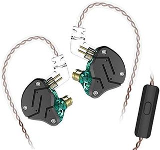 Yinyoo KZ ZSN in Ear Earphones HiFi Stereo Bass Sound IEM Headphones Noise Cancelling Earphone with Mic 0.75mm 2pins Detachable Cable for Cell Phones Android MP3 MP4 Music Audio Players(Cyan mic)