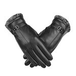 Women's Leather Gloves, Ulstar Touchscreen Gloves Winter Gloves for Women (Large)