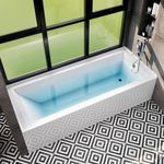 Eviva 60" Bath Tub - White Acrylic Rectangular Soaking Bathtubs Contemporary Soaking Tub - White Bathtub with Chrome Right-Hand Drain - Elegent Bathtubs (Chrome pop-up Drain Included)