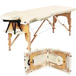 ZEENA Portable Massage Table - Lightweight Therapy Salon Bed for Massage, Facials, Home, Foldable, Sturdy & Adjustable with Face Cradle & Height Adjustable Headrest (Cream)