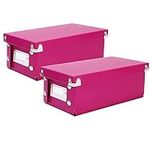 Snap-N-Store Index Card Holder - Collapsible Organizer Box fits 1100 3x5-Inch Flash Cards - Business, Recipe, or Note Card Storage Boxes - 2 Pack, Berry