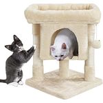 Yaheetech Cat Tree Tower for Kitten Cats, Cat Standing House with Sisal-Covered Top Platform Spacious Cat Condo Detachable Dangling Ball, Pet Activity Center, Beige