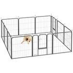 PawHut Dog Pen, 12 Panels Puppy Pen for Small Dogs, 60cm High, Black