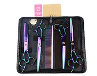 LILYS PET 7.5" high-end Left-Handed Professional PET DOG Grooming scissors suit Cutting&Curved&Thinning shears (Multi)