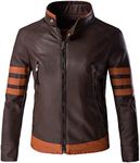 AOWOFS Men's Faux Leather Jacket Brown Moto Motorcycle Bomber Punk Fashion Slim Fit Coat