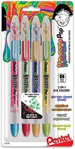 Pentel Krazy Pop Iridescent, (1.0mm) Bold line, Assorted Ink (XC/BD/CP/DG), (K91BP4M3) Gel Pen, 4 Count