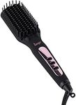 L'ANGE HAIR Le Vite Hair Straightener Brush | Heated Hair Straightening Brush Flat Iron for Smooth, Anti Frizz Hair | Dual-Voltage Electric Hair Brush Straightener | Hot Brush for Styling (Black)