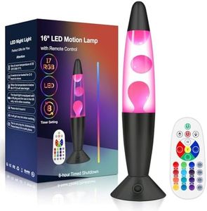 17 LED Colors Changing Magma Motion Lamp, 16" Black Liquid Light for Living Room Office Bedroom, Remote Night Light for Kids Adults, Bedside Table Lamp for Christmas Valentine's Day Gift (Pink Wax)