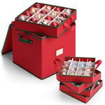 MaidMAX Christmas Bauble Storage Box with Adjustable Dividers, Christmas Tree Bauble Decorations Storage Bag, 4 Tier Organisers Removable with Handles, 64 Bauble Box Storage Bags,12.9 x 12.9 x 13.5''