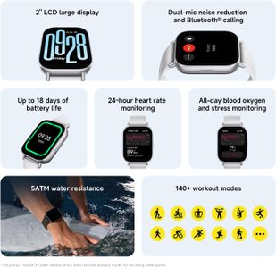 Redmi Watch 5 Active Smartwatch, 2.0" LCD, 18-Day Battery, Silver