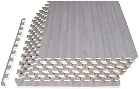 ProsourceFit Wood Grain Puzzle Mat 1/2-in, 6 EVA Foam Interlocking Floor Tiles (24SQ FT) for Secure Indoor Room Workout Flooring and Playmat, Slate Grey