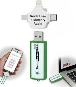 Photo Backup Stick Universal Picture and Video Backup for Any Device - iPhone, Android, Computer, Tablets (128GB)