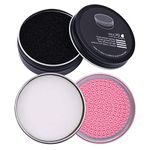 DUcare Makeup Brush Cleaner 2Pcs Brush Cleaner Solid Soap Cleanser & Color Removal Sponge - Easy to Clean Brushes Removes Shadow Color (Coconut Oil)