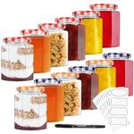 DECO EXPRESS Preserving Glass Jam Jars with Airtight Screw Lids, 250 or 500ml with Labels and Marker (Red/Multi, 12 Pack, 250 ml)