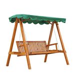 Outsunny 3 Seater Wooden Garden Swing Seat Canopy Swing Chair Outdoor Hammock Bench, Green